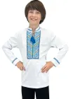 Вишиванка для хлопчика довгий рукав біла фулікра - 1