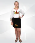Вишиванка для дівчинки Українка довгий рукав біла фулікра - 1