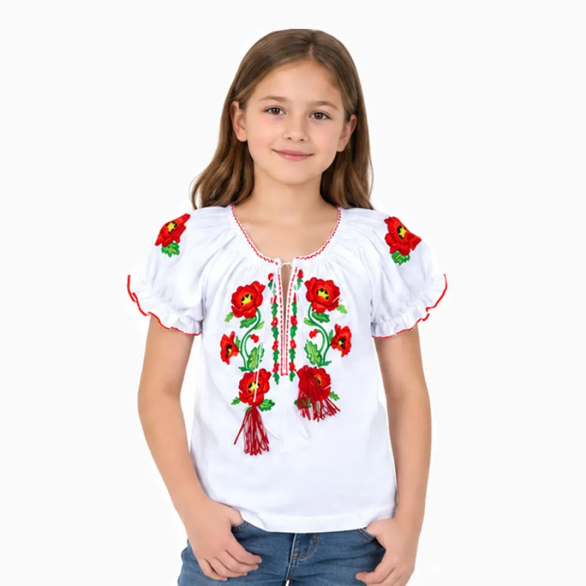 Вишиванка для дівчинки Українка біла вісконт