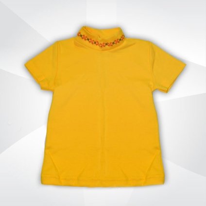 Водолазка жовта з вишивкою для дівчаток інтерлок