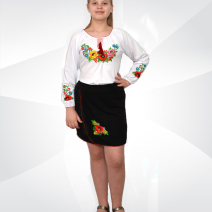 Украинка для девочек длинный рукав белая фуликра