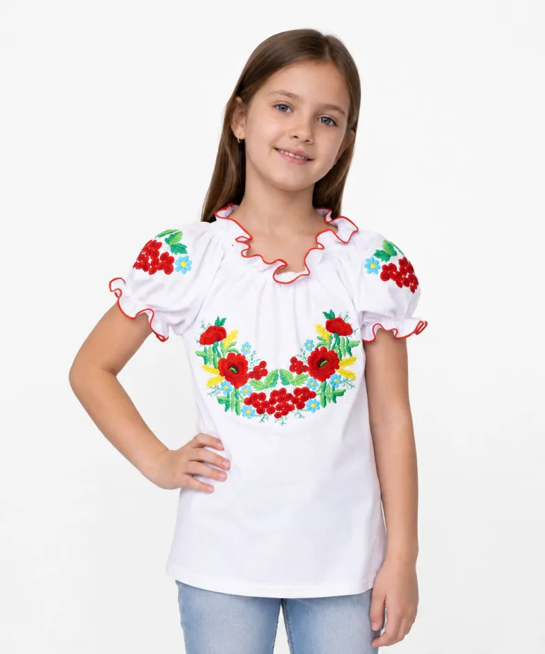Вишиванка для дівчинки короткий рукав фулікра - 3 