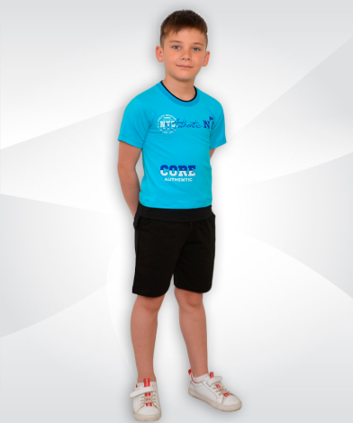 Комплект спортивный для мальчиков (футболка+шорты) накат фуликра - 1 