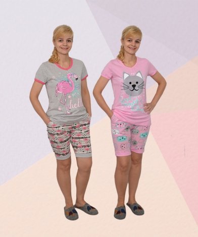 Пижама женская Любава (футболка+шорты) кулир - 3 
