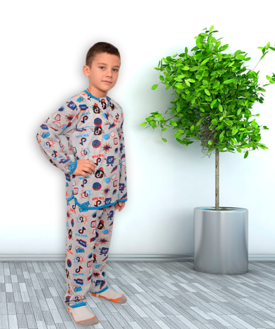 Пижама детская пуговка кулир - 2 
