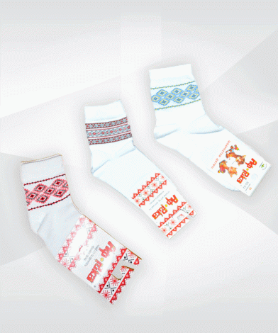 Шкарпетки дитячі білі з орнаментом - 1 